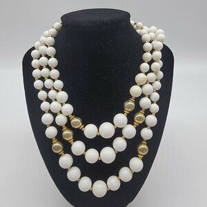 Vintage‎ 16" Faux Pearl Triple Strand Necklace